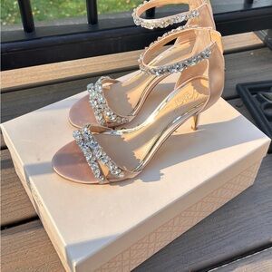 Jewel Badgley Mischka Silver Crystal Heels